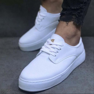 Pantofi sport barbati, albi, din piele ecologica, ISAHAR