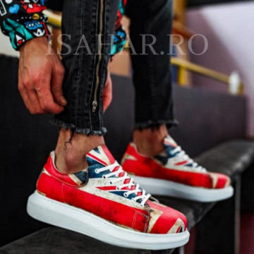 Pantofi sport barbati, cu imprimeu colorat si talpa din spuma, ISAHAR