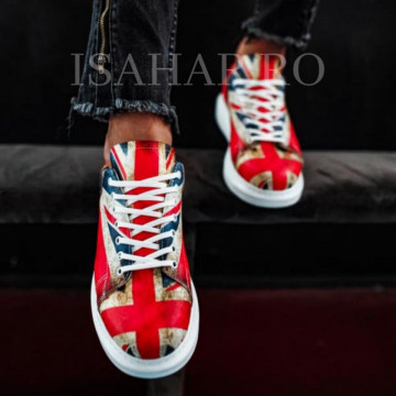 Pantofi sport barbati, cu imprimeu colorat si talpa din spuma, ISAHAR