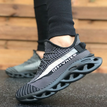 Pantofi sport barbati, negri, comozi, usori, cu siret, ideali pentru alergat