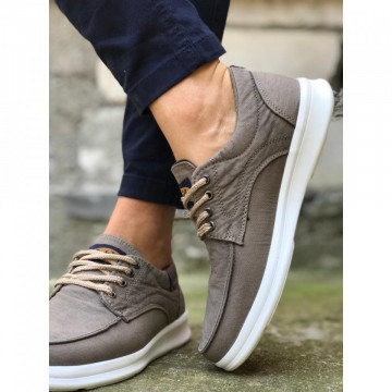 Pantofi sport casual gri, cu siret si talpa din spuma