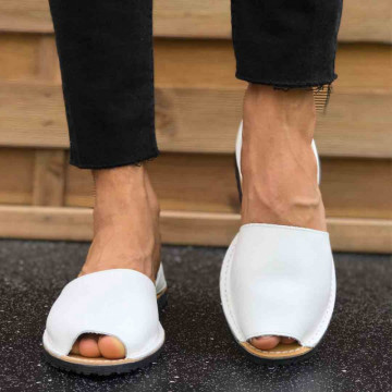 Sandale Avarca barbati albe, PIELE NATURALA, usoare si confortabile, casual, Isahar
