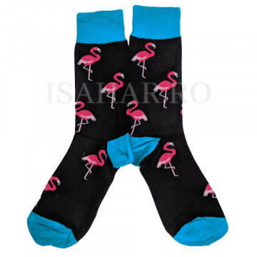 Sosete din bumbac premium, model flamingo roz , calitate superioara, ISAHAR