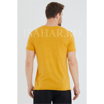 Tricou barbati elegant, culoare mustar, BREEZY, material premium , ISAHAR