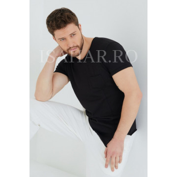 Tricou barbati , negru, simplu, model BREEZY premium, ISAHAR