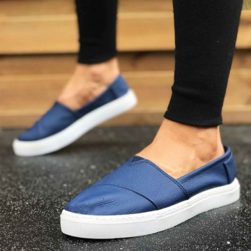 Espadrile barbati, albastre, din PIELE NATURALA, ISAHAR