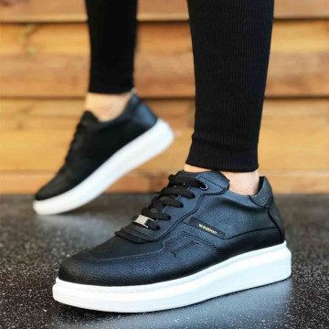 Pantofi sport barbati, negri, cu talpa alba din spuma, ISAHAR