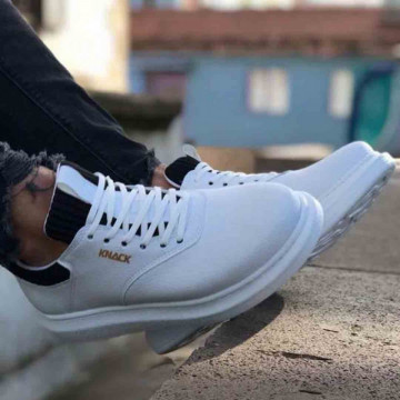 Sneakers barbati premium, albi, talpa din spuma cusuta, model SNK, ISAHAR