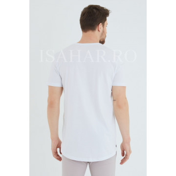Tricou barbati simplu, alb, BREEZY, material premium , ISAHAR