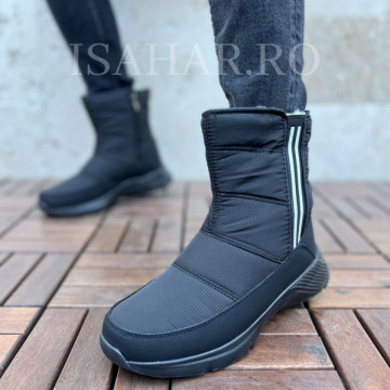 Ghete barbati inalte , model casual negre imblanite si impermeabile, Isahar