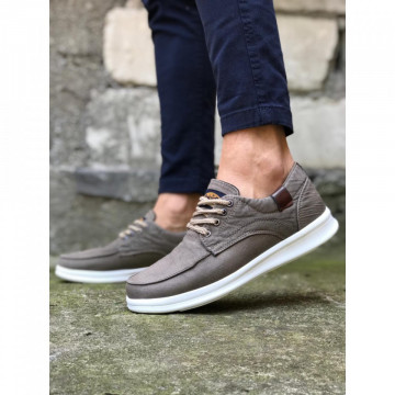 Pantofi sport casual gri, cu siret si talpa din spuma