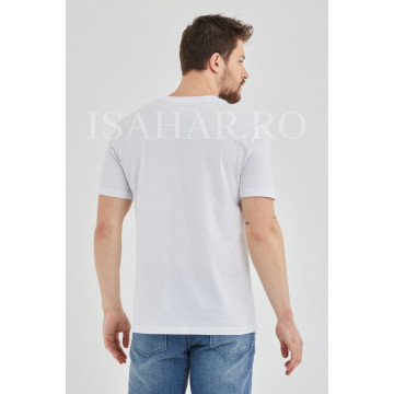 Tricou barbati, alb, model casual BREEZY, material premium , ISAHAR