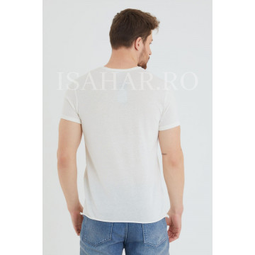 Tricou barbati BREEZY, alb, casual, din materiale premium, ISAHAR