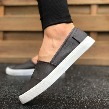 Espadrile barbati, maro, din PIELE NATURALA, ISAHAR