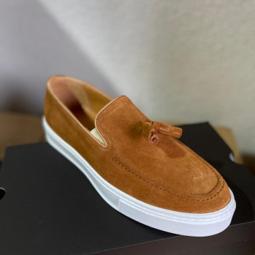 Mocasini barbati, 100% piele naturala intoarsa, maro, casual, ISAHAR
