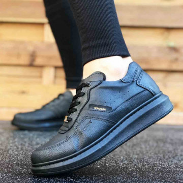 Pantofi sport barbati, negri, cu talpa inalta din spuma, ISAHAR