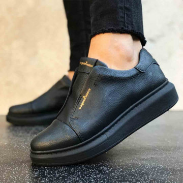 Pantofi sport barbati, negri, fara siret, ISAHAR