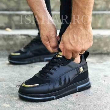 Pantofi sport negri, talpa flexibila spuma VRS, usori si cusuti, ISAHAR
