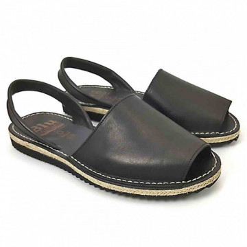Sandale Avarca barbati negre, PIELE NATURALA, model casual, premium, Isahar