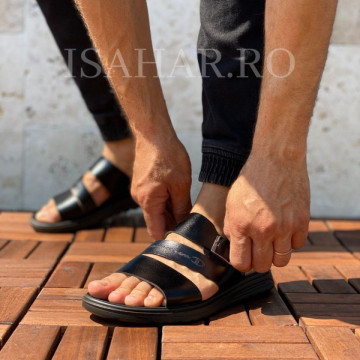 Sandale barbati, negre, model Champion, ISAHAR