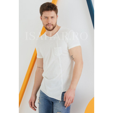 Tricou barbati BREEZY, alb, casual, din materiale premium, ISAHAR