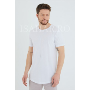 Tricou barbati simplu, alb, BREEZY, material premium , ISAHAR