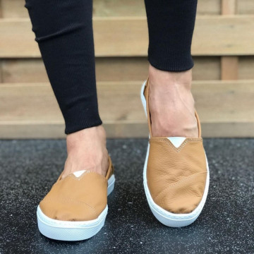 Espadrile barbati, mustar, din PIELE NATURALA, ISAHAR
