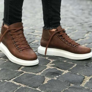 Ghete barbati casual maro, un model premium, talpa cusuta din spuma, Isahar