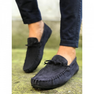 Mocasini barbati, bleumarin, din PIELE NATURALA, ISAHAR
