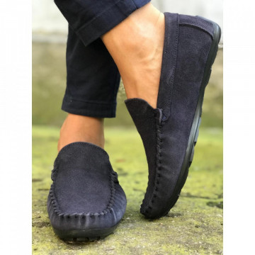 Mocasini barbati, bleumarin, foarte usori si comozi, din PIELE NATURALA, ISAHAR