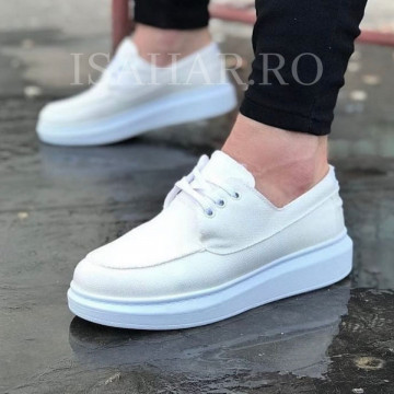 Pantofi sport barbati, albi, foarte usori si comozi, un model special, ISAHAR