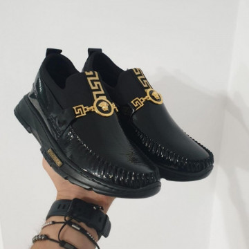 Pantofi sport negri, talpa inalta spuma, fara siret, ISAHAR