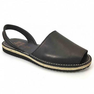 Sandale Avarca barbati negre, PIELE NATURALA, model casual, premium, Isahar