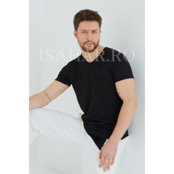 Tricou barbati , negru, simplu, model BREEZY premium, ISAHAR
