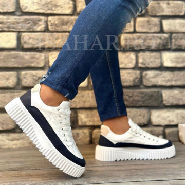Adidasi barbati, albi, model Napoli, casual, ISAHAR