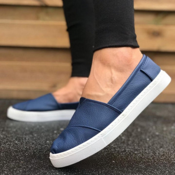 Espadrile barbati, albastre, din PIELE NATURALA, ISAHAR