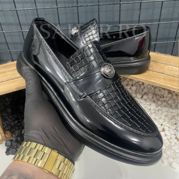 Mocasini barbati, pentru o tinuta casual dar si eleganta, aplicatie metalica, ISAHAR