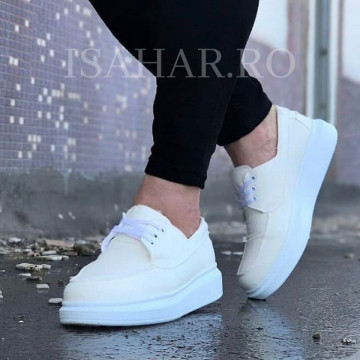 Pantofi sport barbati, albi, foarte usori si comozi, un model special, ISAHAR