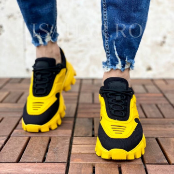 Pantofi sport barbati, cu din spuma, galbeni, model Off-Road, ISAHAR