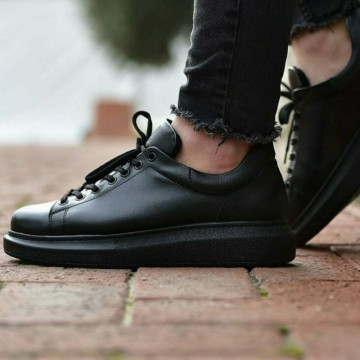 Pantofi sport barbati, model casual, cu talpa inalta, negri, ISAHAR