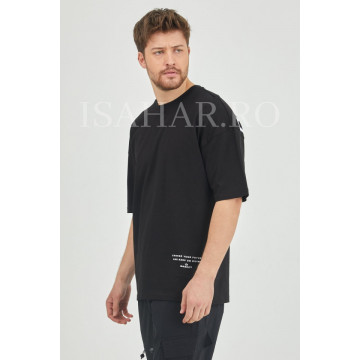 Tricou barbati, material bumbac premium, cu imprimeu text , BREEZY, ISAHAR