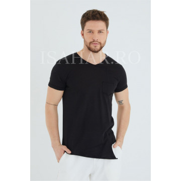 Tricou barbati , negru, simplu, model BREEZY premium, ISAHAR