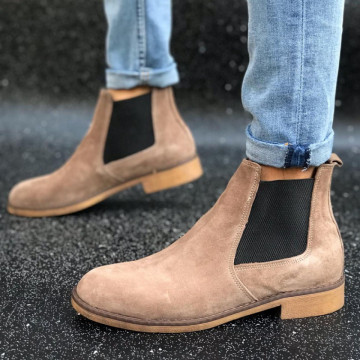 Ghete barbati casual, piele naturala maro, cusute, model casual, talpa flexibila