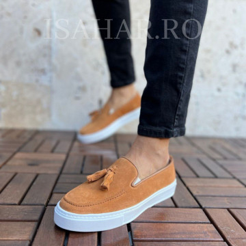 Mocasini barbati, 100% piele naturala intoarsa, un model elegant, ISAHAR