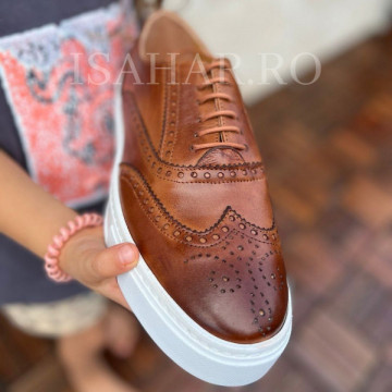 Mocasini barbati, 100% piele naturala, maro, cu un design casual, ISAHAR