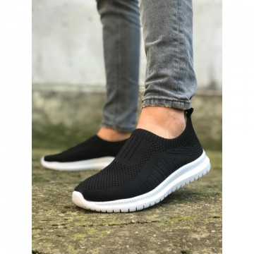 Pantofi sport negri, cu talpa flexibila din spuma, fara siret