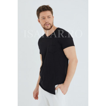 Tricou barbati , negru, simplu, model BREEZY premium, ISAHAR