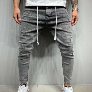 Blugi barbati, gri, croiala super sleem, material bumbac 97%, model premium, ISAHAR
