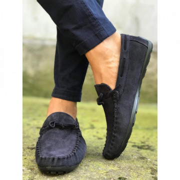 Mocasini barbati, bleumarin, din PIELE NATURALA, ISAHAR