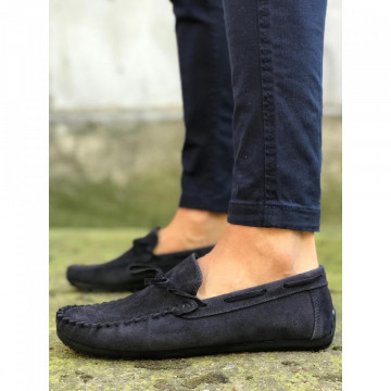 Mocasini barbati, bleumarin, din PIELE NATURALA, ISAHAR